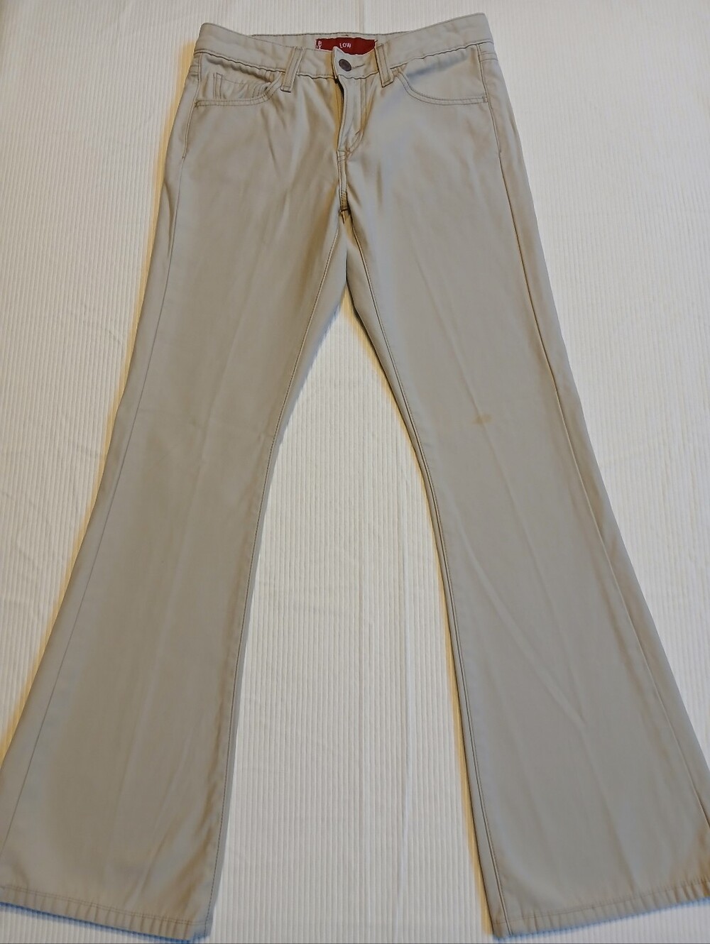 Vintage Levi's 519 Jeans Low Rise Flare Stretch Tan Women's Sz 5 JR Small Stain